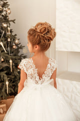 Lovely Long Princess Tulle Lace Flower Girl Dress-27Dress