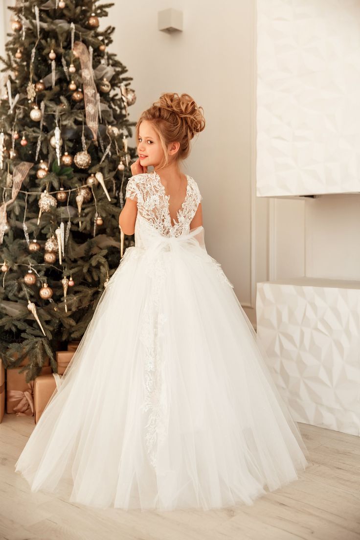 Lovely Long Princess Tulle Lace Flower Girl Dress-27Dress