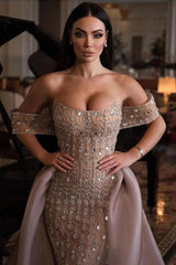 27DRESS Luxurious Off-the-Shoulder Formal Mermaid Evening Dresses with Rhinestones