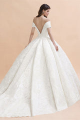 Luxury Ball Gown Lace Satin Sweetheart Wedding Dress Sleeveless Bridal Gowns with V-Back On Sale-27dress