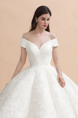 Luxury Ball Gown Lace Satin Sweetheart Wedding Dress Sleeveless Bridal Gowns with V-Back On Sale-27dress