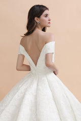 Luxury Ball Gown Lace Satin Sweetheart Wedding Dress Sleeveless Bridal Gowns with V-Back On Sale-27dress