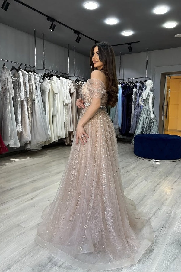 27DRESS Mermaid Off-the-Shoulder Formal Evening Dresses with Side Train