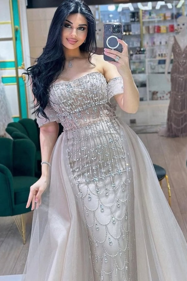 27DRESS Mermaid Off-the-Shoulder Formal Evening Dresses with Side Train