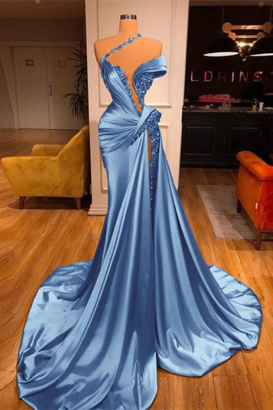 Mermaid Off the Shoulder Sleeveless Prom Dress Long Beadings With Split