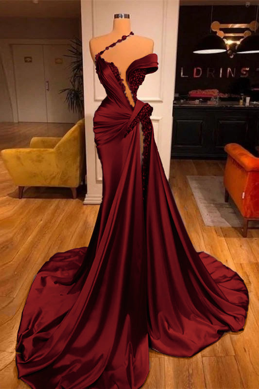 Mermaid Off the Shoulder Sleeveless Prom Dress Long Beadings With Split