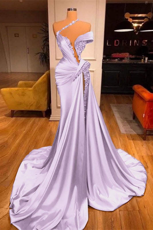 Mermaid Off the Shoulder Sleeveless Prom Dress Long Beadings With Split