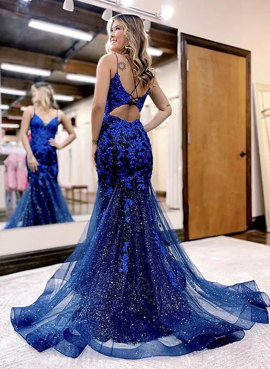 Load image into Gallery viewer, Mermaid V-Neck Lace Prom Dress With V-Neck-27dress
