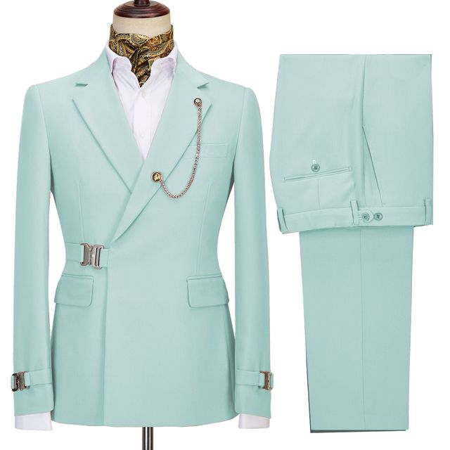 Mint New Arrival Notched Lapel Two Pieces Green Prom Suits