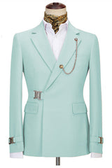 Mint New Arrival Notched Lapel Two Pieces Green Prom Suits