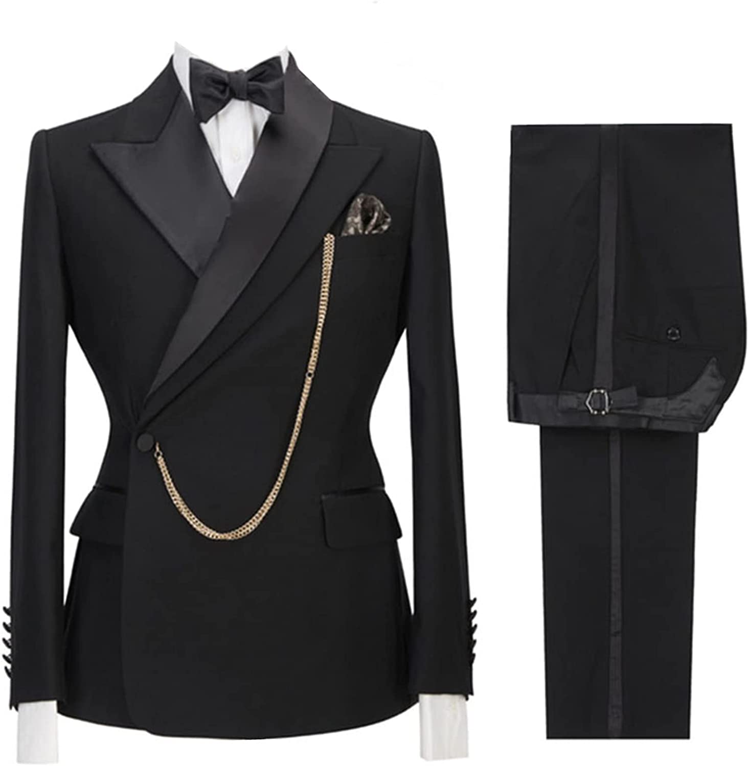 Modern Peaked Lapel Two Pieces Black Wedding Suits