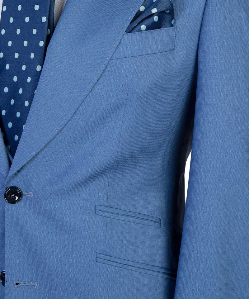 Modern Blue 3-pieces Peaked Lapel Men Suits For Business