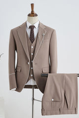 Modern Champagne Notched Lapel Three Pieces Prom Suits For Men