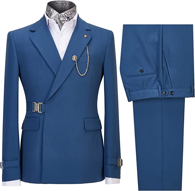 Modern Deep Blue Notched Lapel Men Suits For Prom