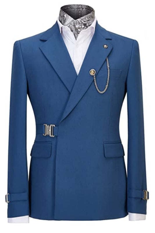 Modern Deep Blue Notched Lapel Men Suits For Prom