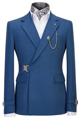 Modern Deep Blue Notched Lapel Men Suits For Prom