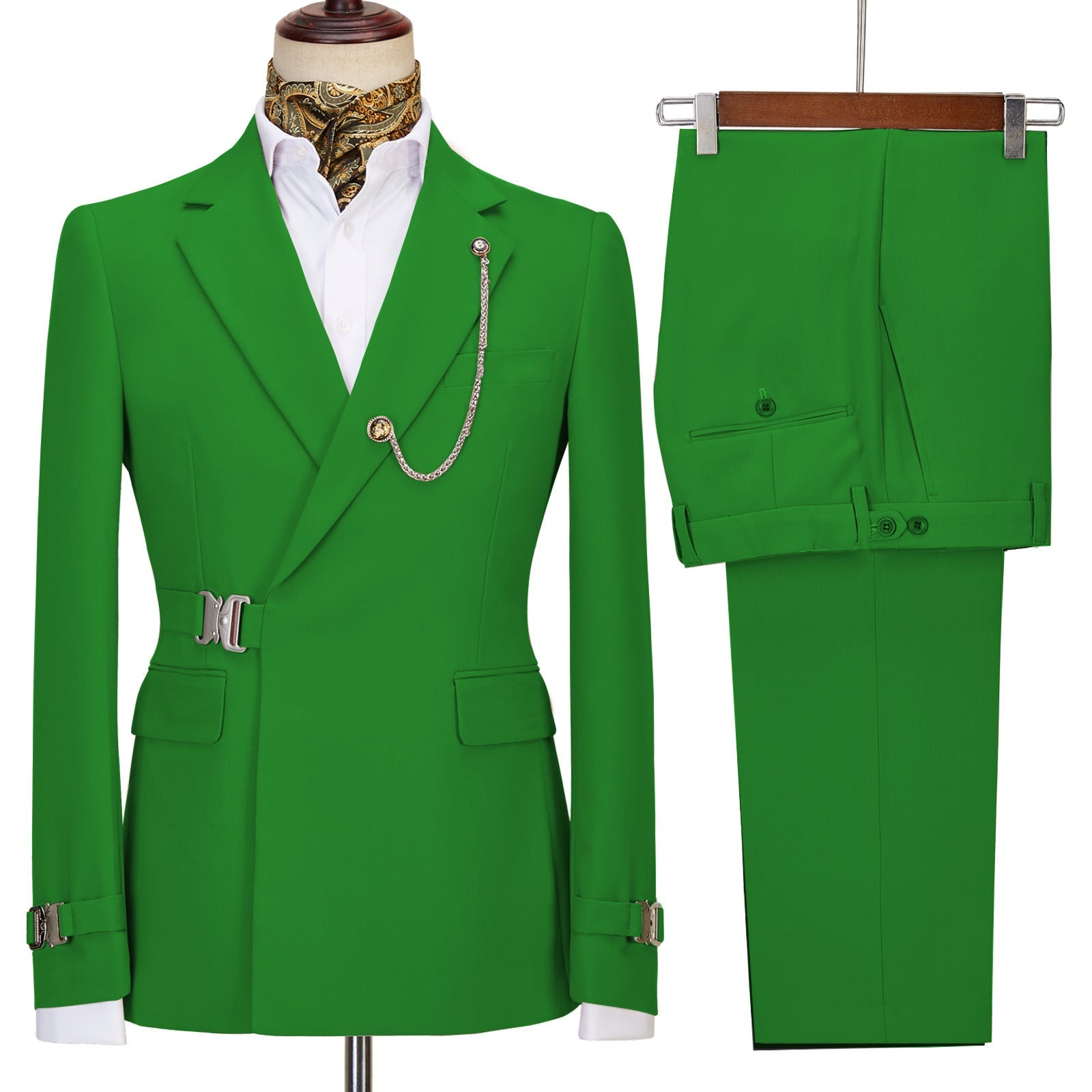 Modern Notched Lapel Green Prom Suits For Men