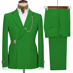 Modern Notched Lapel Green Prom Suits For Men