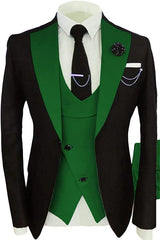 Modern Shawl Lapel Three Pieces Green Prom Suits