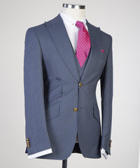 Modern Grey 3-pieces Peaked Lapel Men Suits For Business