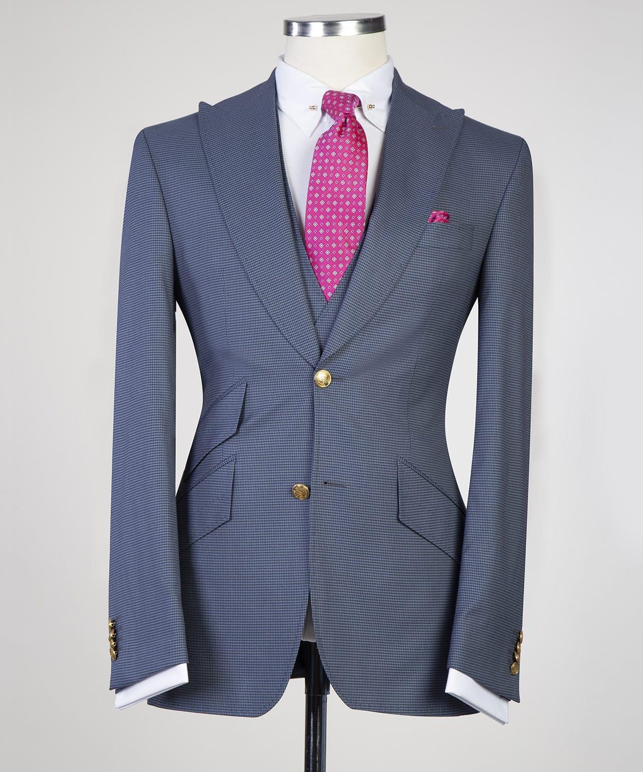 Modern Grey 3-pieces Peaked Lapel Men Suits For Business