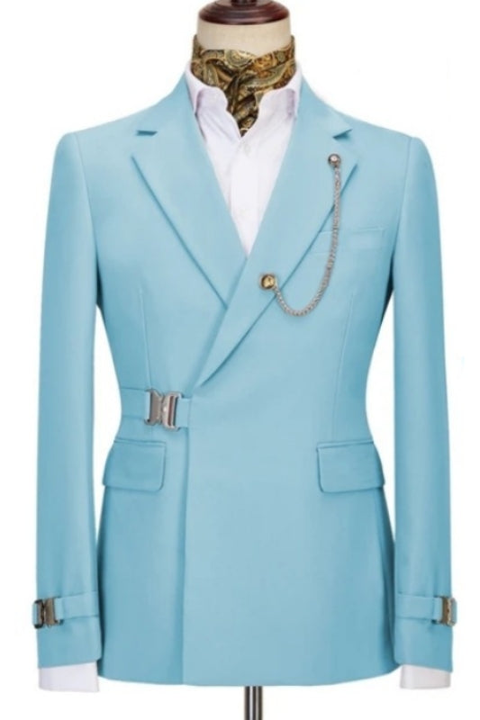 Modern Light Blue Notched Lapel Men Suits For Prom