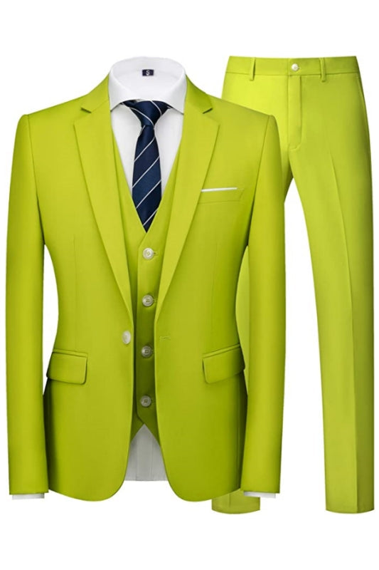 Modern Mint Notched Lapel Three Pieces Green Prom Suits