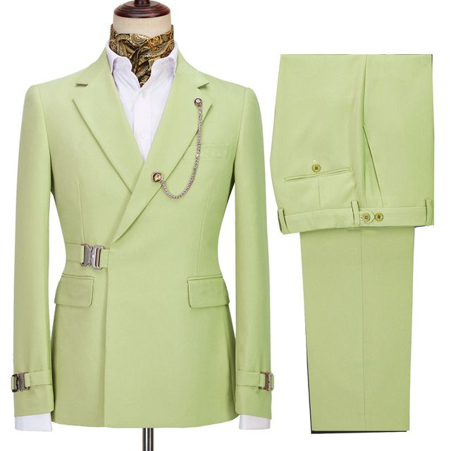 Modern Olive Green Special Button Notched Lapel Prom Men Suits