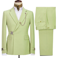 Modern Olive Green Special Button Notched Lapel Prom Men Suits