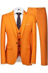 Modern Orange Notched Lapel Three Pieces Men Suits For Prom