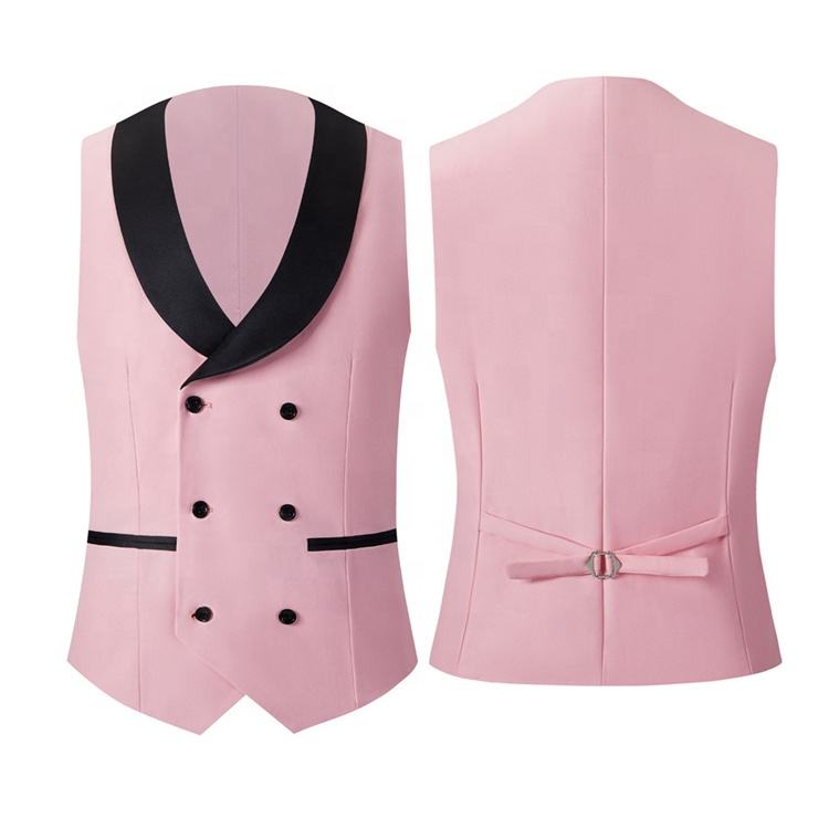 Modern Peaked Lapel Three Pieces Pink Prom Suits