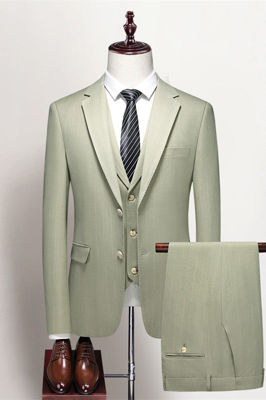 Modern Sage Green Three Pieces Notched Lapel Prom Men Suits