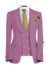 Modern Wisteria Peaked Lapel Three Pieces Prom Suits For Men
