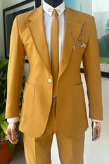 Modern Notched Lapel Two Pieces Yellow Prom Suits