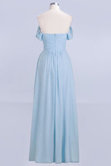 Modest Chiffon Sweetheart Sleeveless Affordable Bridesmaid Dresses with Ruffles-27dress