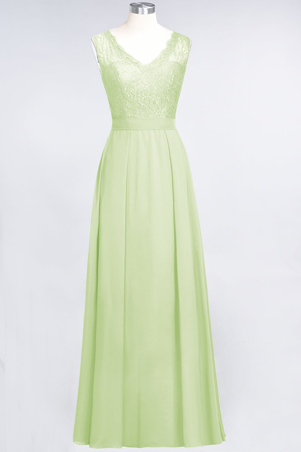 Modest Chiffon V-Neck Burgundy Lace Bridesmaid Dresses Online-27dress