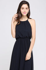 Modest High-Neck Halter Chiffon Junior Bridesmaid Dress Affordable-27dress