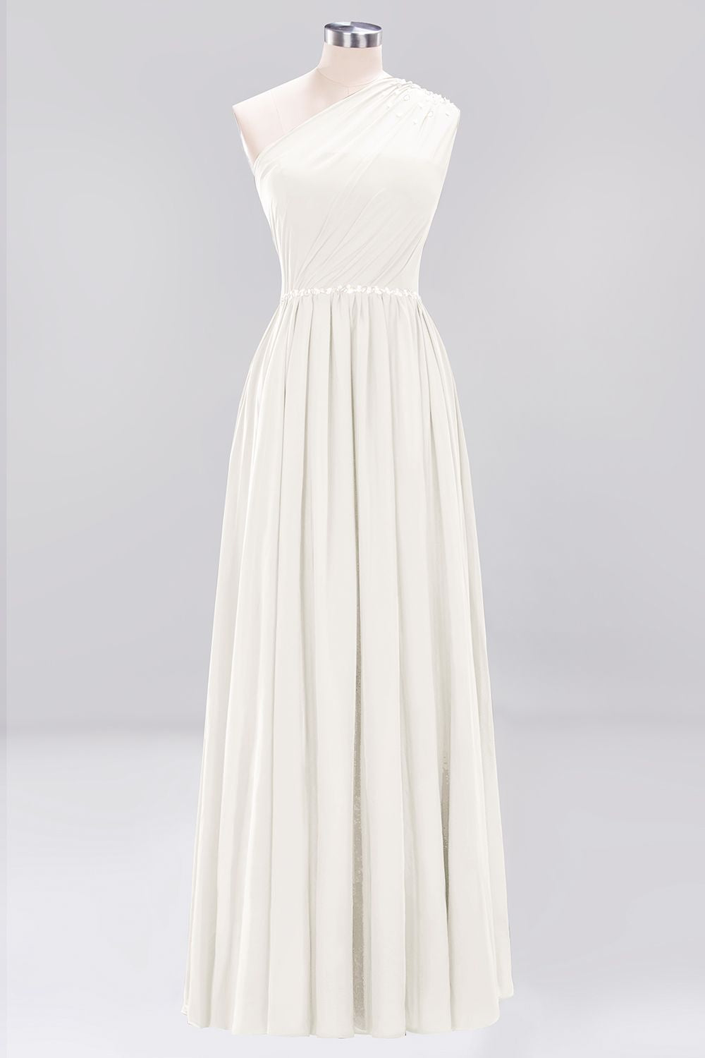 Modest One-shoulder Royal Blue Affordable Bridesmaid Dress with Beadings-27dress