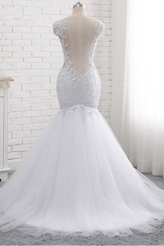 Mordern Straps V-Neck Tulle Lace Wedding Dress Sleeveless Appliques Beadings Bridal Gowns Online-27dress