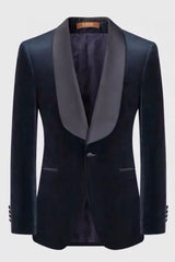 Shawl Lapel Formal Velvet Navy Blue Wedding Suits