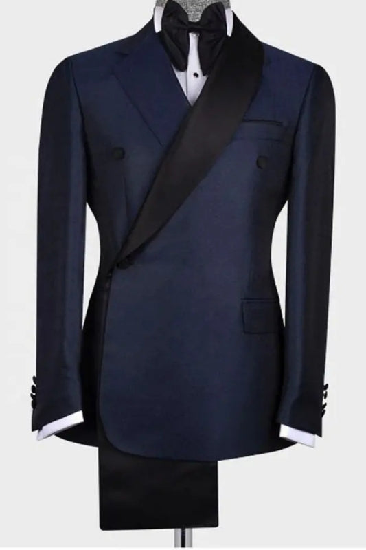 Shawl Lapel Two Pieces Chic Navy Blue Wedding Suits