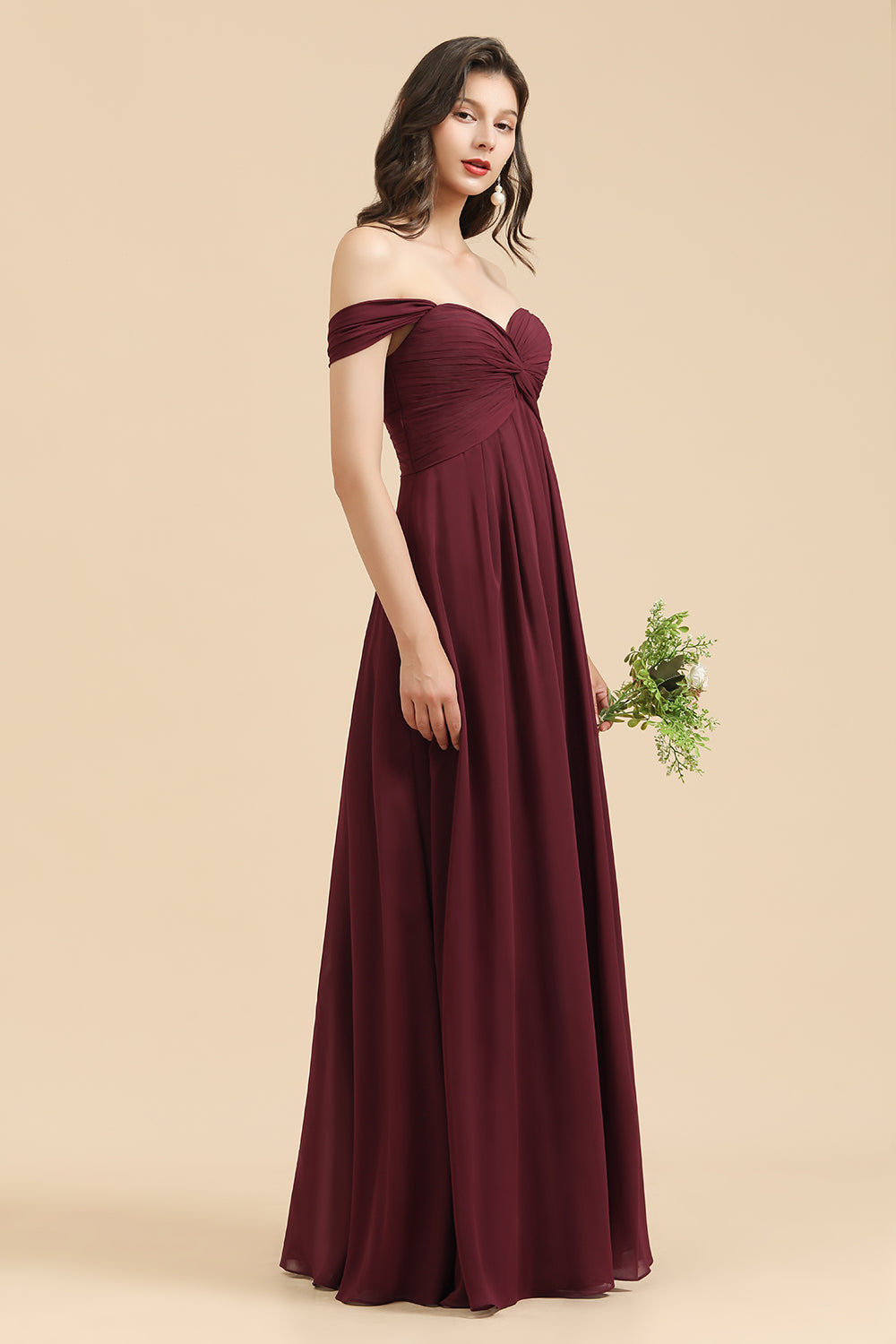 A-line Off-the-shoulder Sweetheart Burgundy Long Bridesmaid Dress 27dress A-line Off-the-shoulder Sweetheart Burgundy Long Bridesmaid Dress 27dress