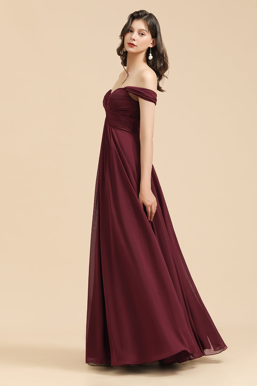 A-line Off-the-shoulder Sweetheart Burgundy Long Bridesmaid Dress 27dress A-line Off-the-shoulder Sweetheart Burgundy Long Bridesmaid Dress 27dress