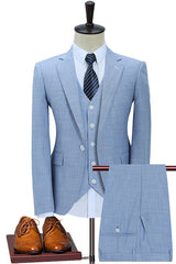 New Arrival Blue Three Pieces Slim Fit Men Suits