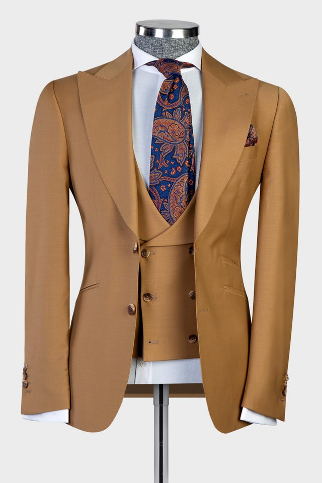New Arrival Brown Peaked Lapel Fashion Business Men Suits