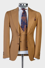 New Arrival Brown Peaked Lapel Fashion Business Men Suits