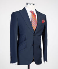New Arrival Dark Blue Peaked Lapel 3-Pieces Business Men Suits