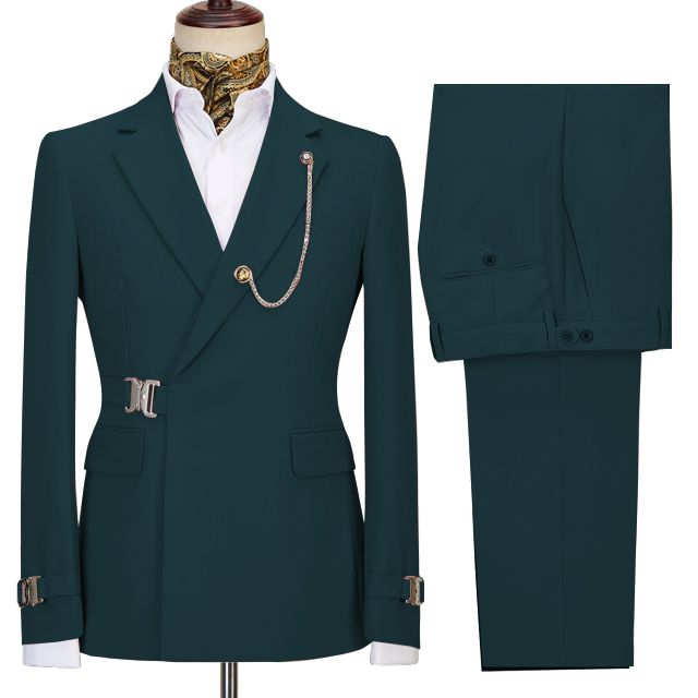 New Arrival Dark Green Two Pieces Notched Lapel Business Men Suits