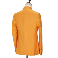 New Arrival Orange Double Breasted Peaked Lapel Men Suits