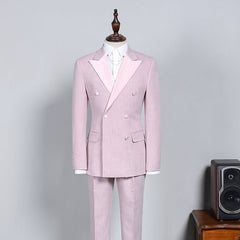 New Arrival Pink Peaked Lapel Double Breasted Custom Prom Suit